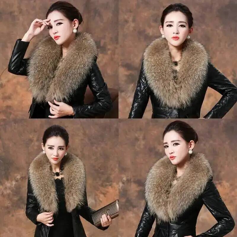 Natural Raccoon Fur Collar Rea - đánh giá và giá Shawl Wrap Winter