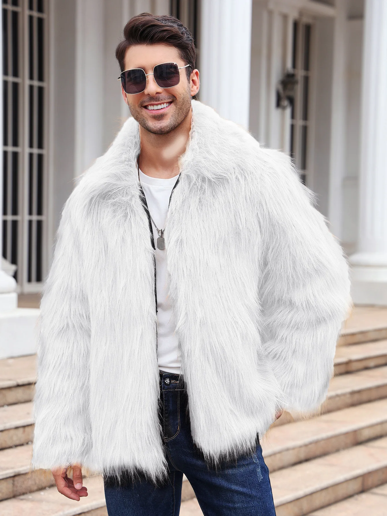 Men Faux Fox Fur Jacket Coat W - đánh giá và giá Down Jacket Packable