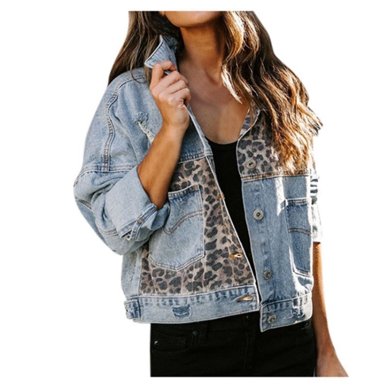 Leopard Stitching Denim Jacket - đánh giá và giá Down Jacket Packable